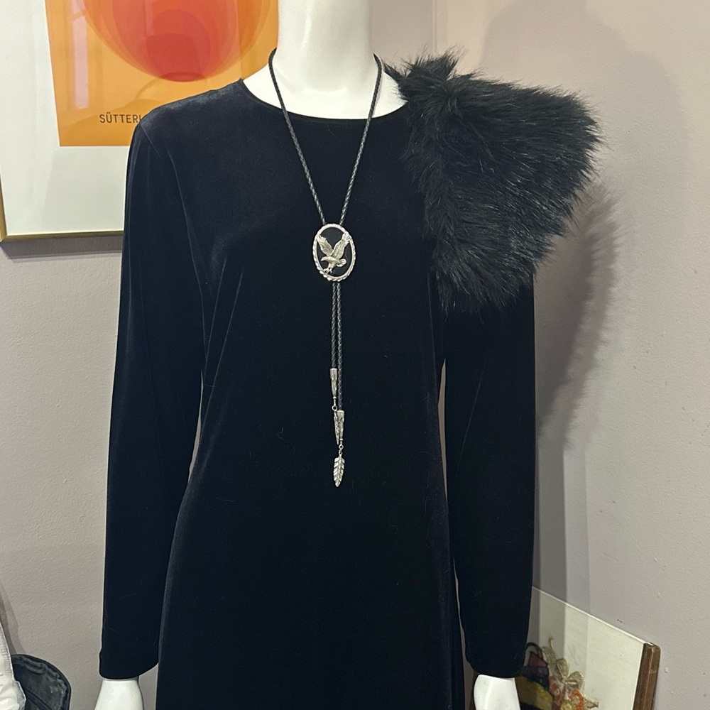 Vintage 90s Black Velvet Mini Dress